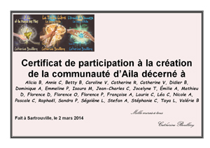 Le diplôme pour les membres de la communauté d'Aila